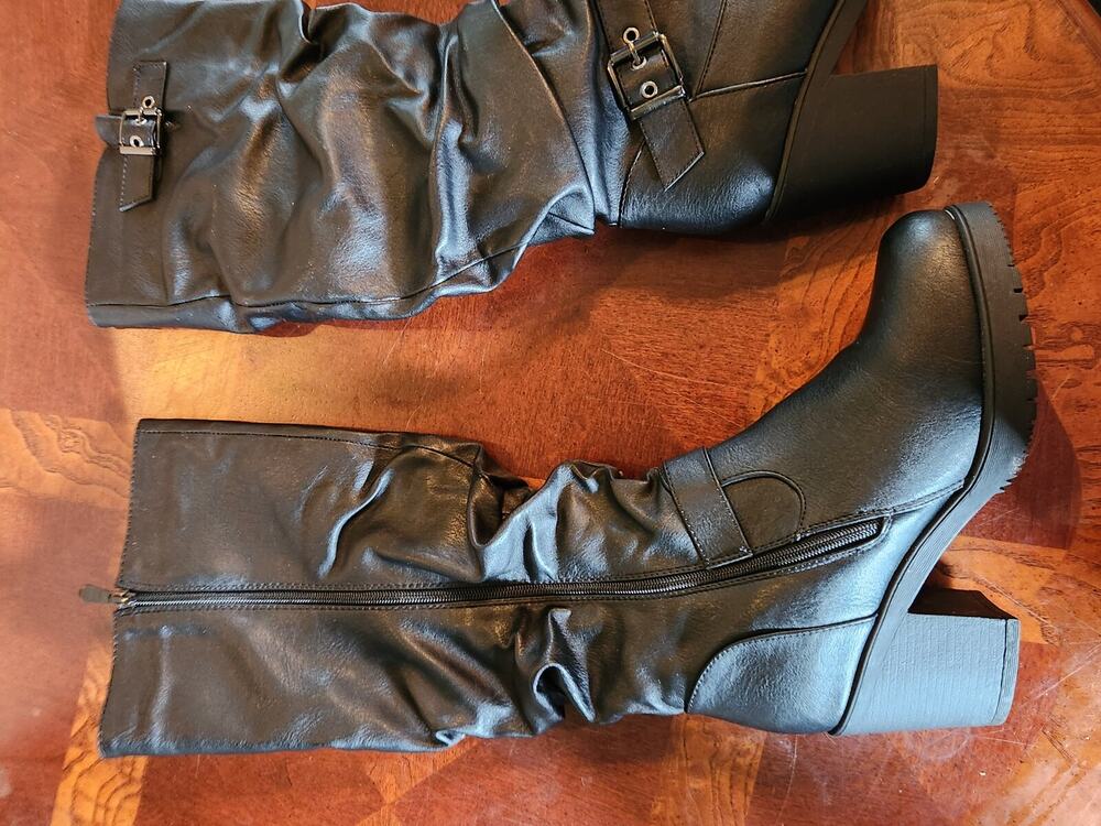 Dream Pairs Black Knee High Boots Womens Size 9 Buckle Side Zip